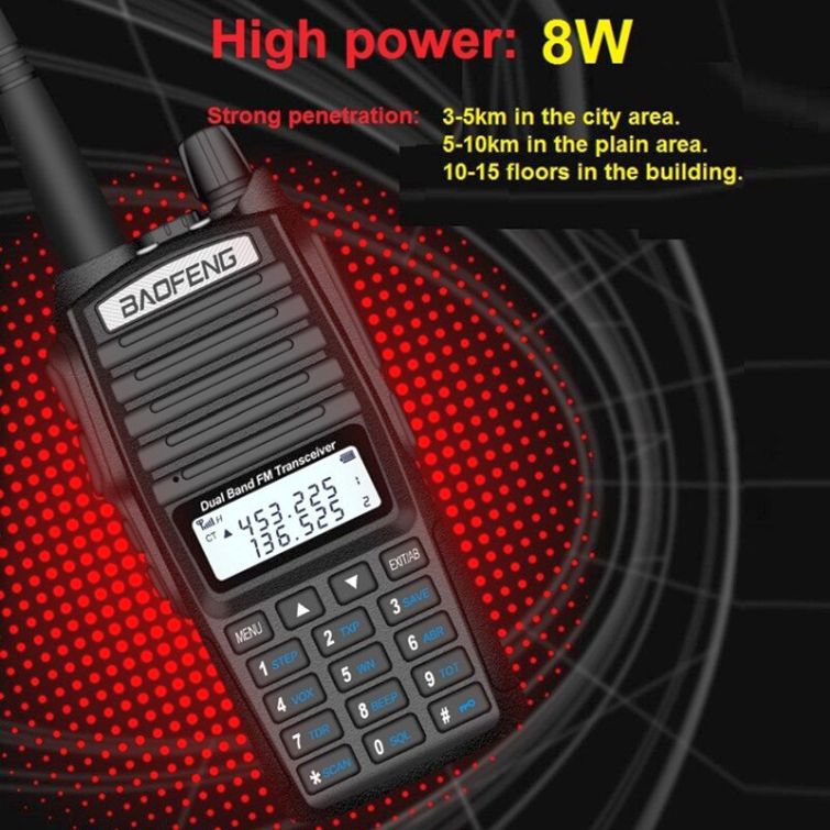 Baofeng UV-82 Plus 8W 10KM Long Range PTT Two-way Radio Walkie-Talkie